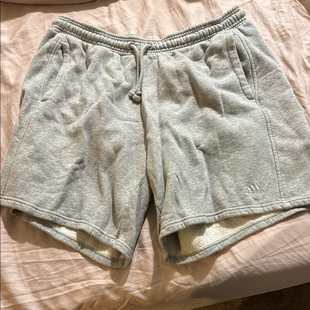 Adidas Gray Athletic Shorts with Elastic Waistband